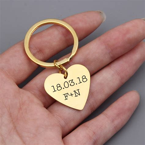 Personalized Photo Engraved Heart Keychain 